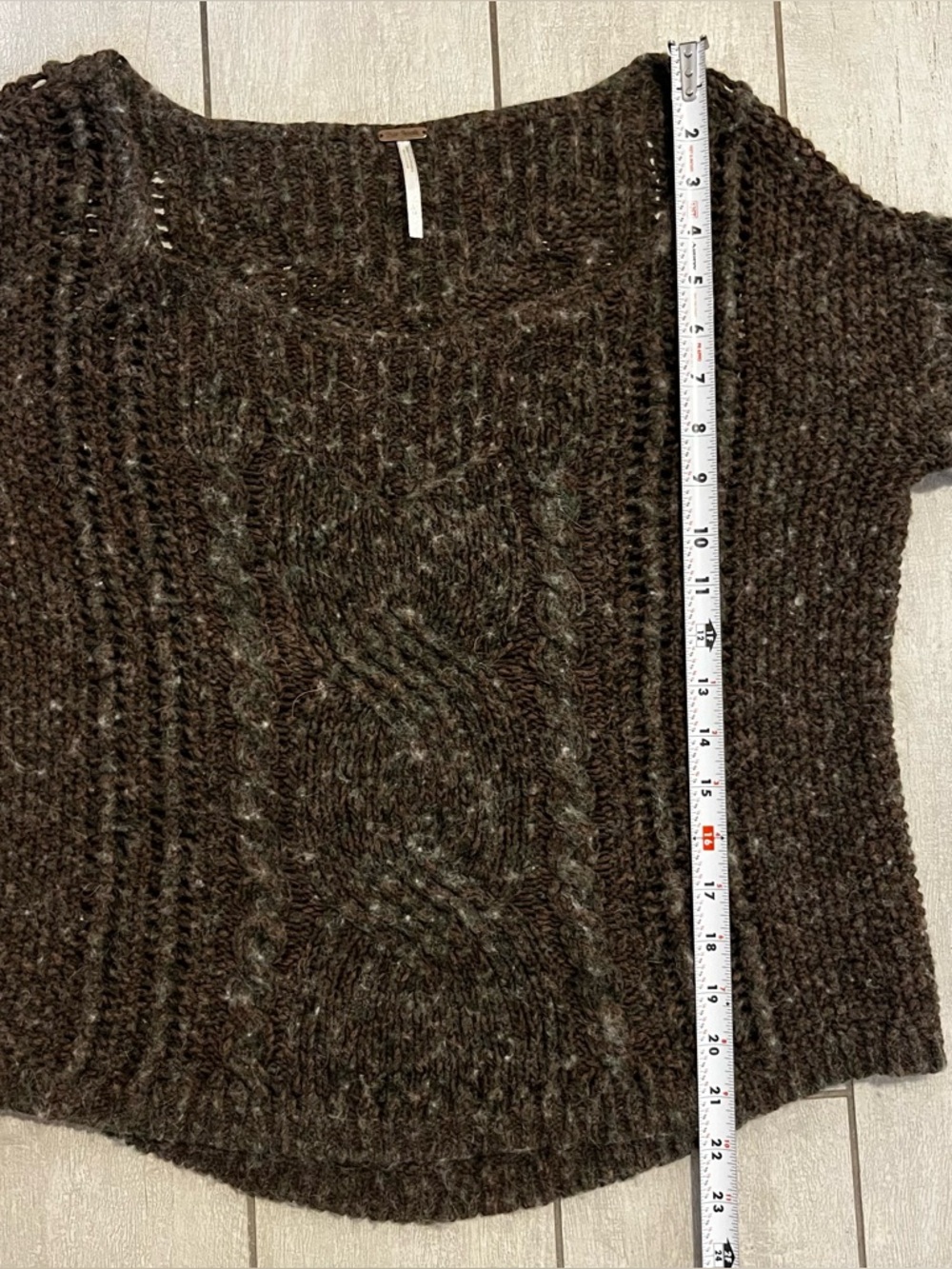 Free People Forest Sweater Chunky Boho Wool/Alpaca Size L Cable Knit Oversized - Picture 8 of 9